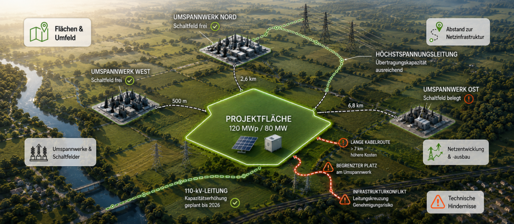 Grid-Screening für Wind-, PV- und BESS-Projekte