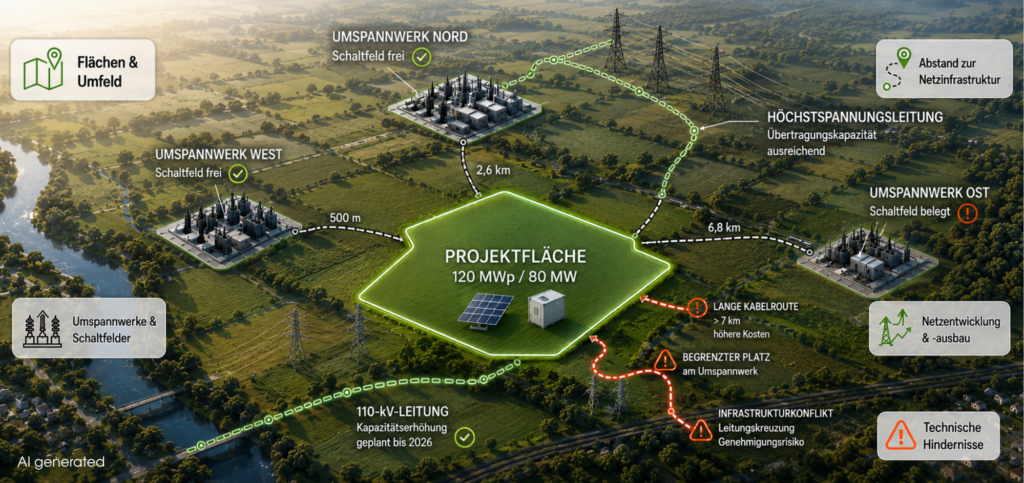 Grid-Screening für Wind-, PV- und BESS-Projekte